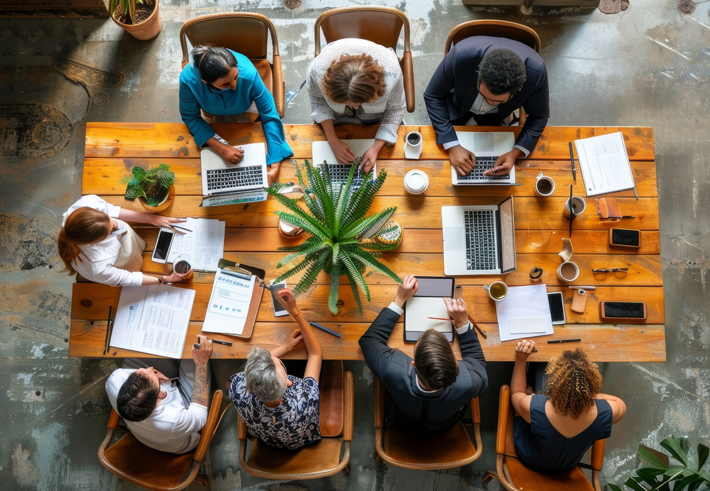 Professionals working at table